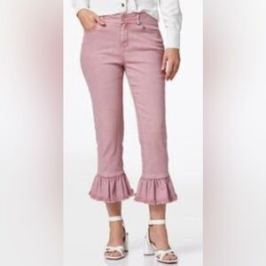 Cato Dusty Rose Ruffled Capri Jeans – Chic Cropped Fit 🌹